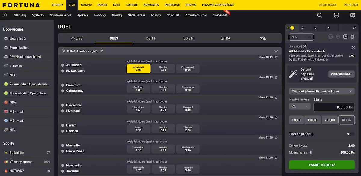 Nabídka Fortuna Duelů
