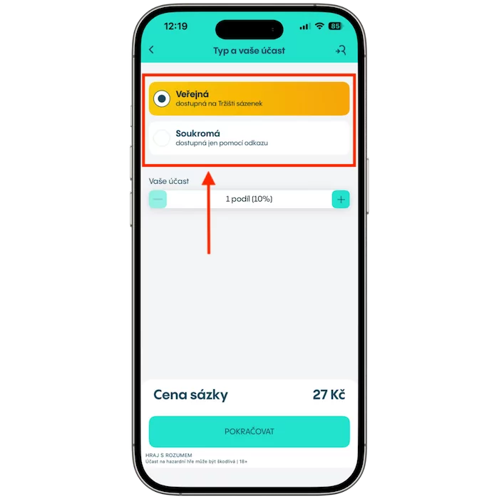 Nastavte viditelnost sázenky