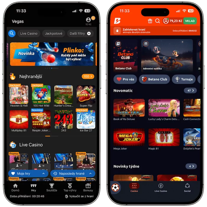 Online casino Tipsport vs. Betano