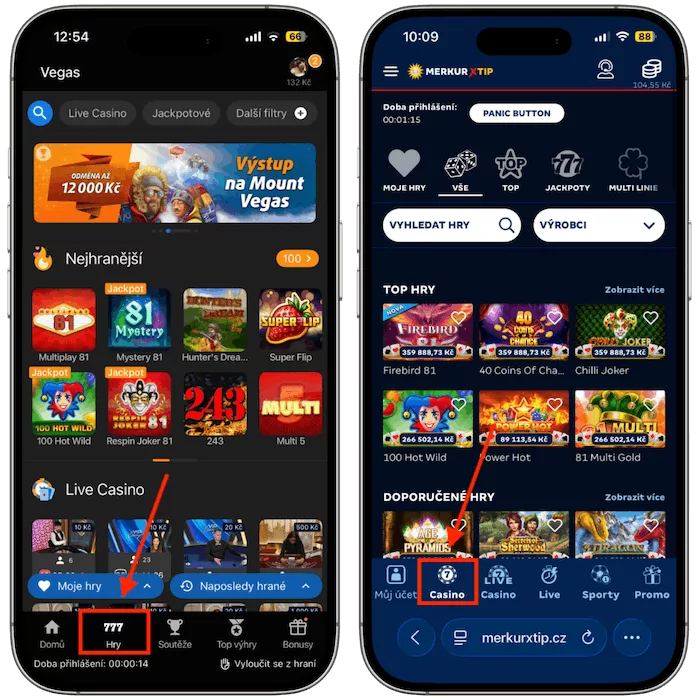 Online casino Tipsport vs MerkurXtip