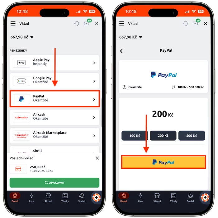 PayPal u sázkové kanceláře Betano