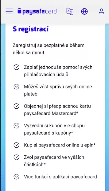 Paysafecard registrace, přihlášení a ověření přes SMS