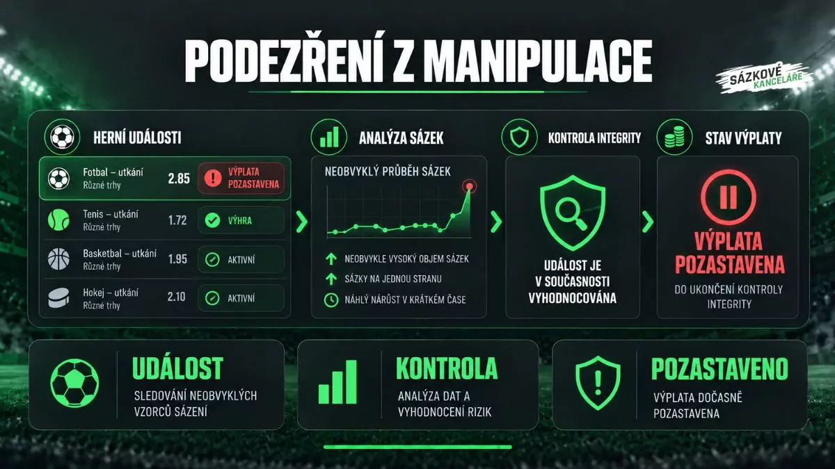 Podezření z manipulace sportovní události - kontrola integrity sázek a dočasně pozastavená výplata výhry