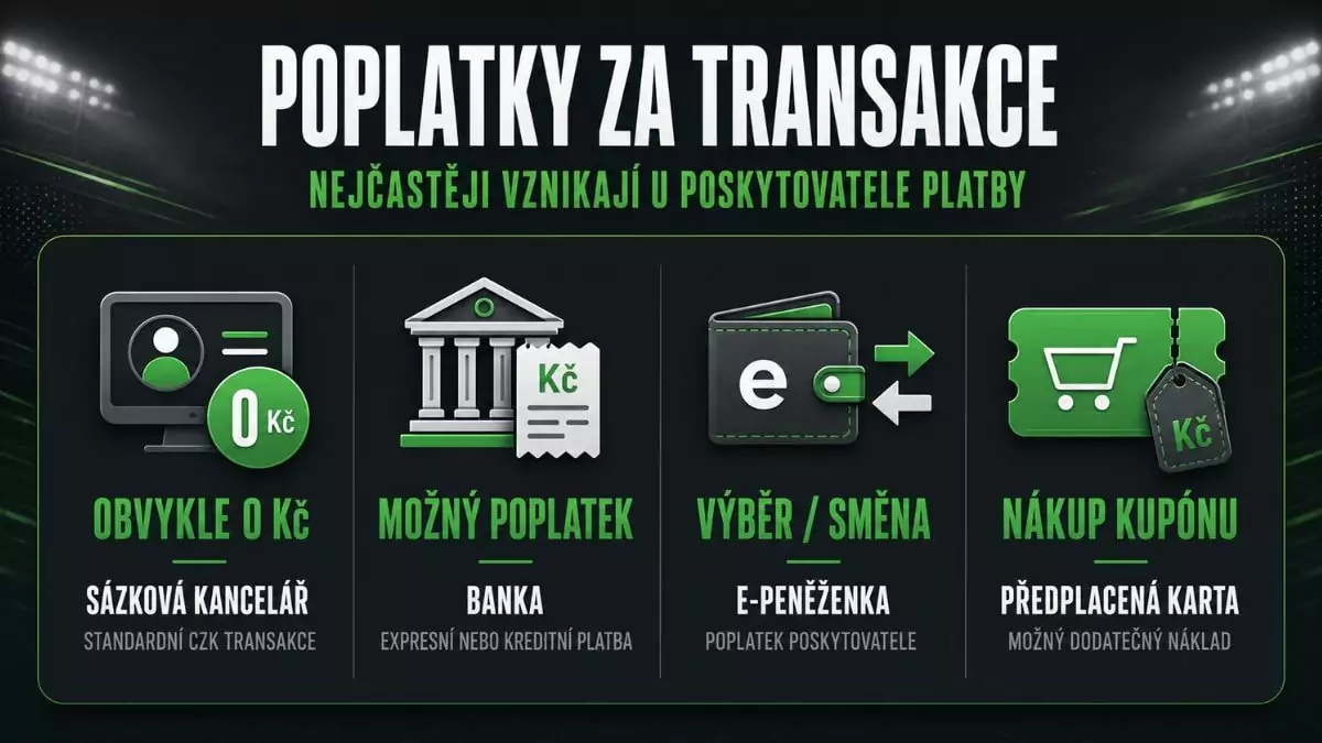 Přehled možných poplatků za vklady a výběry u sázkových kanceláří podle zvolené platební metody