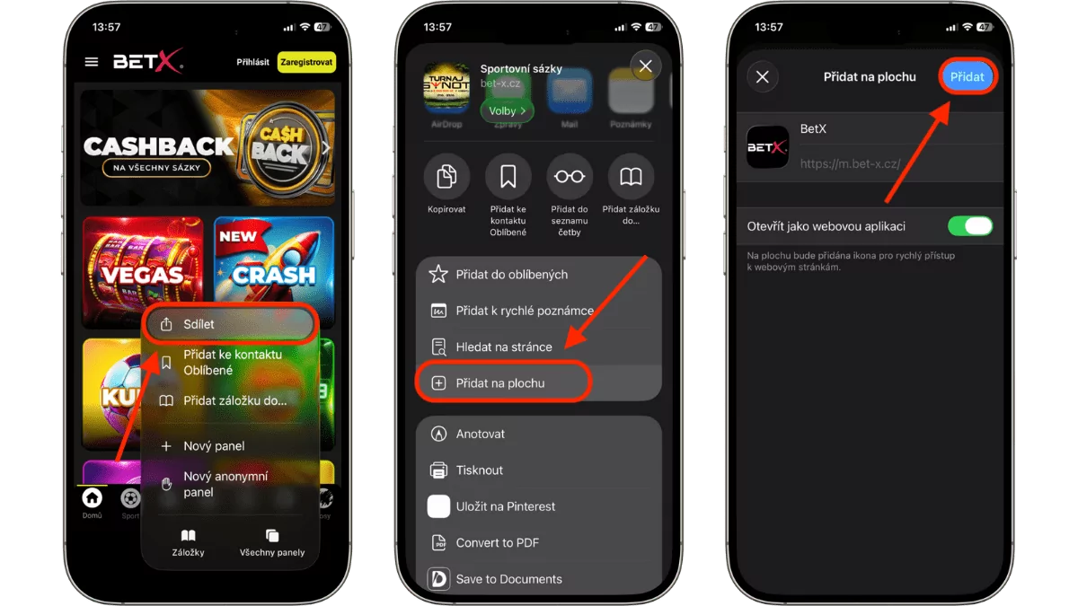 Postup instalace Betx pro IOS