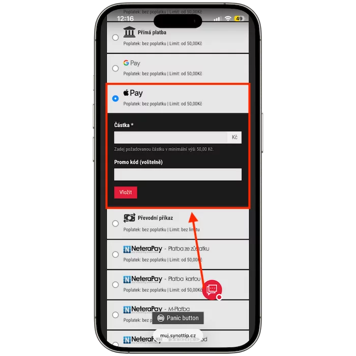 Potvrďte svůj Synottip vklad