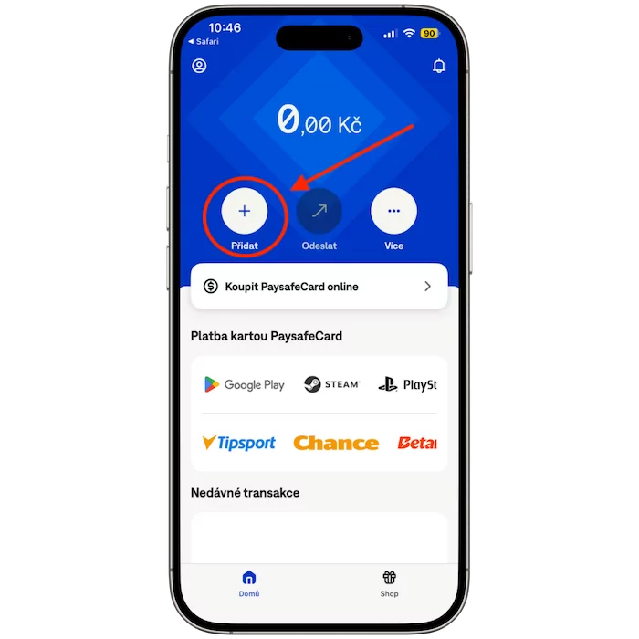 Přidat kredit na Paysafecard