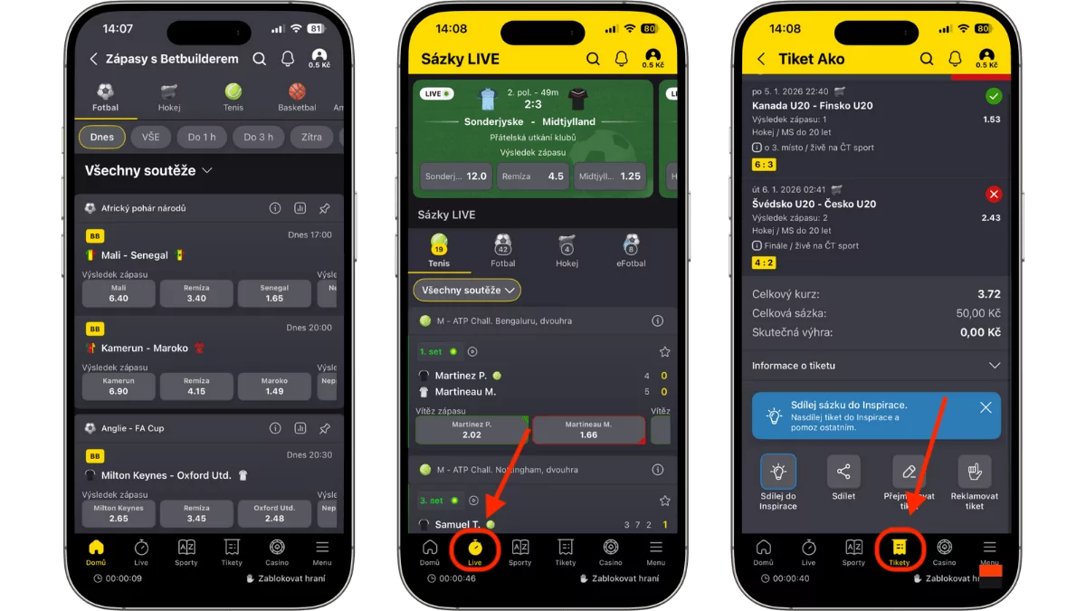 Rozhraní a funkčnost Fortuna aplikace