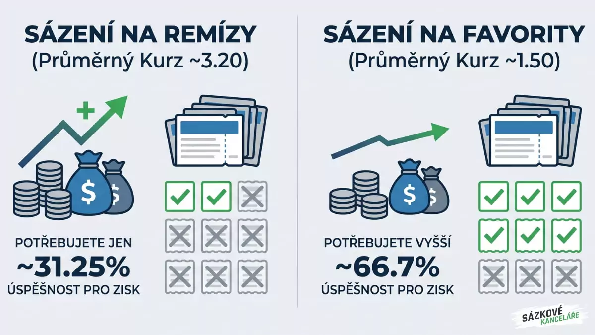 Sázení na remízy vs sázení na favority