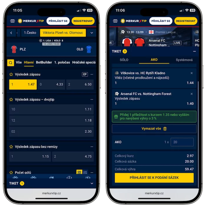 Sázení v Merkurxtip aplikaci