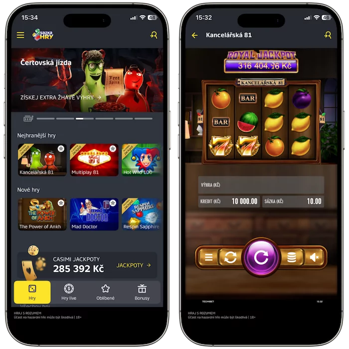 Sazka free spiny v mobilu