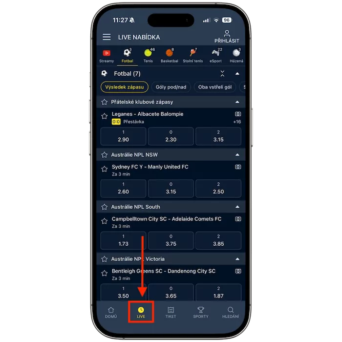 Sazkabet live sázení