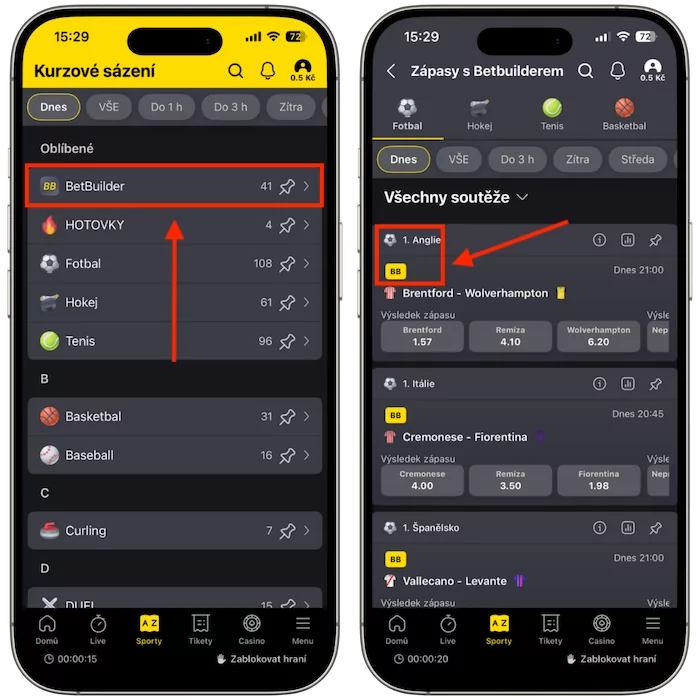 Sekce Fortuna Betbuilder