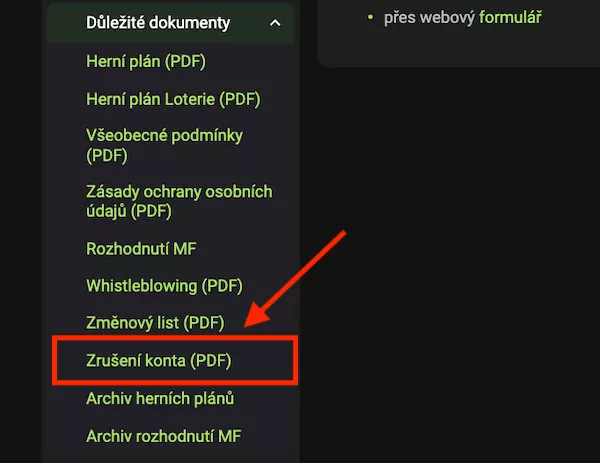 Sekce nápověda u Chance