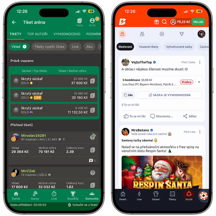 Speciální funkce Chance vs Betano