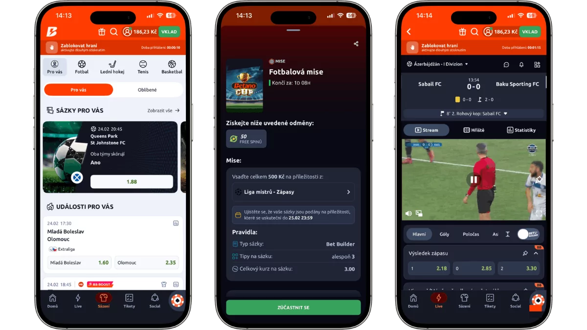 Sportovní sázení u Betano