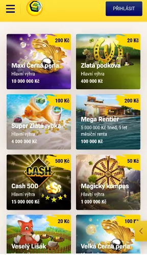 Stírací losy online od Tipsport, Fortuna nebo Sazky