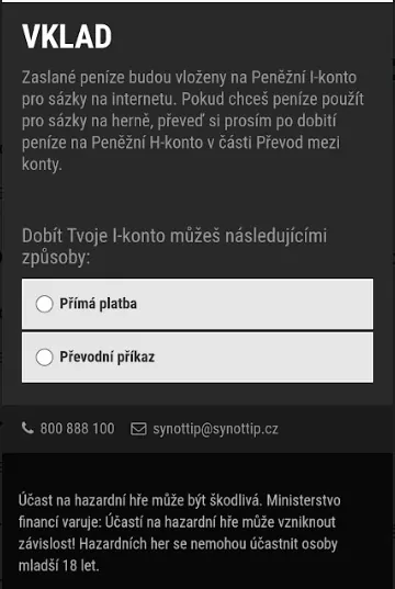 Synottip Casino SMS vklad