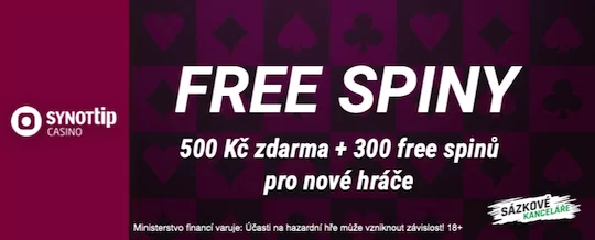 Synottip free spiny bez vkladu zdarma