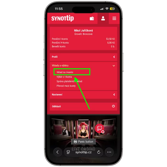Synottip vklad na konto