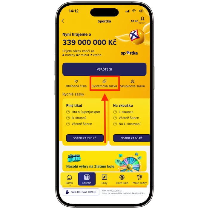 Systémová sázka Sportka tiket