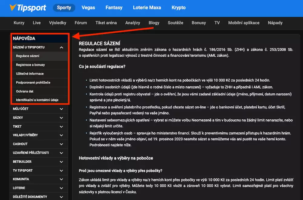 Tipsport regulace sázek