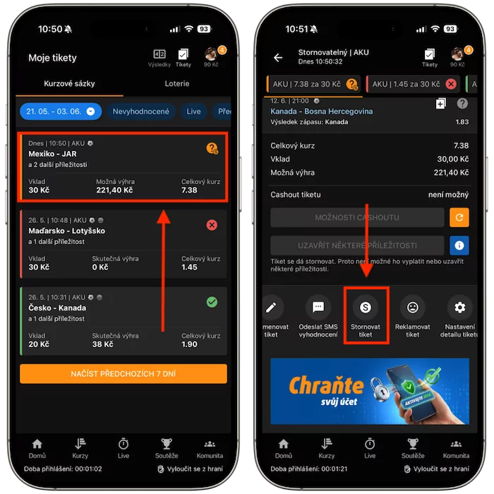 Tipsport storno tiketu