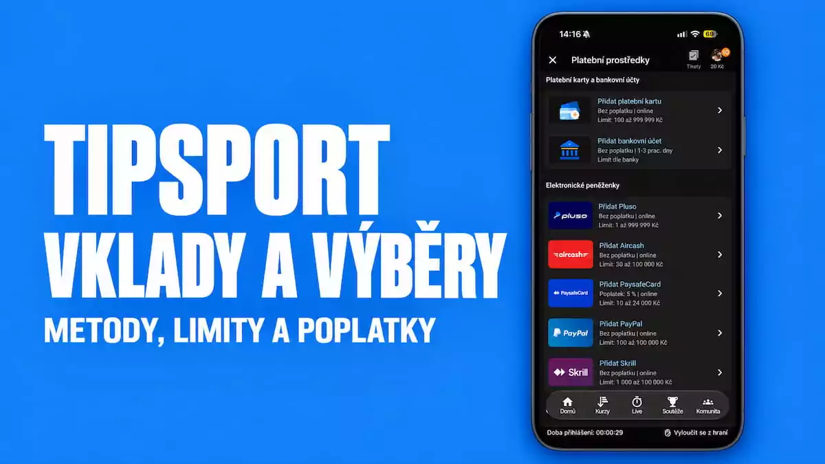 Tipsport vklady a výběry