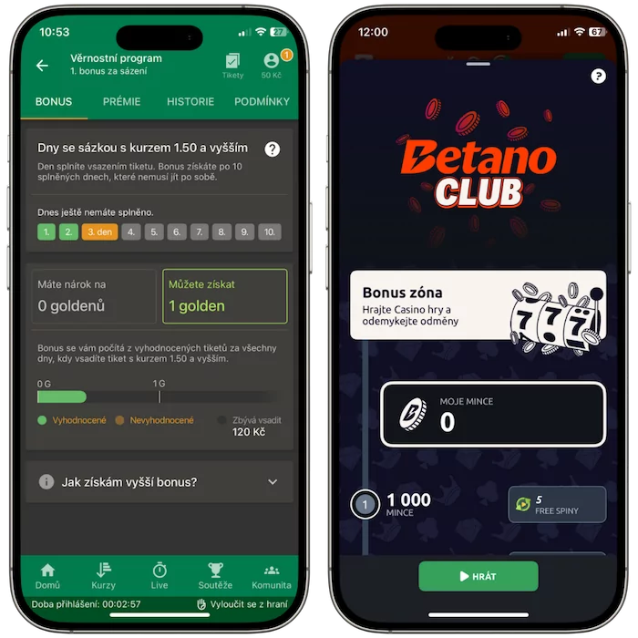 Věrnostní program Chance vs Betano