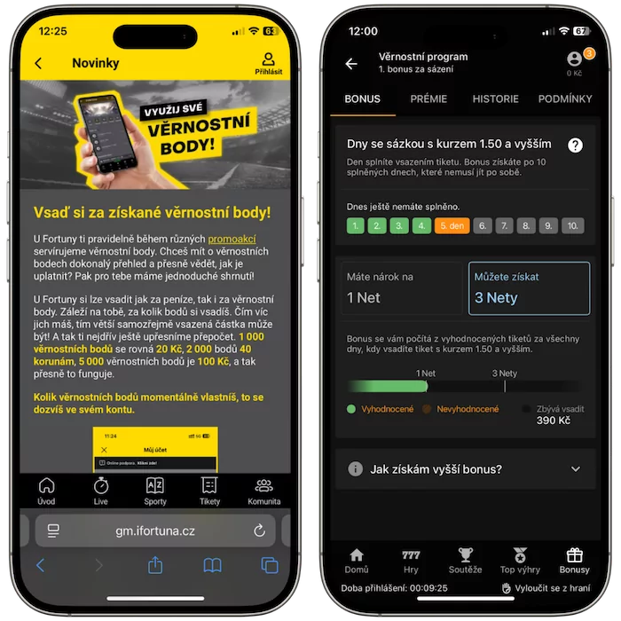 Věrnostní program Fortuna vs Tipsport