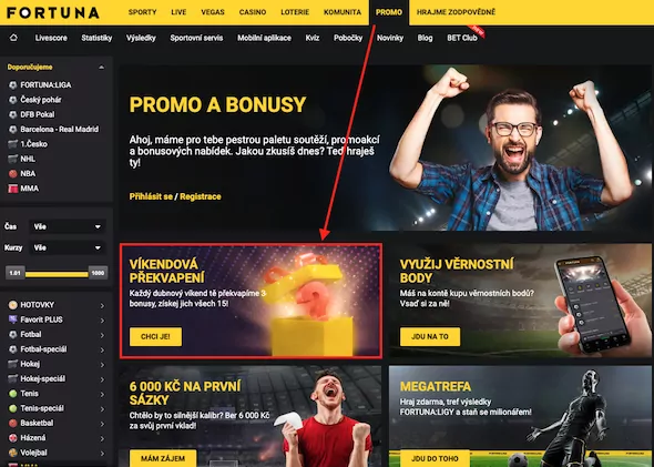 Vklad 500 Kč na účast v promo akci Fortuna Víkendová překvapení