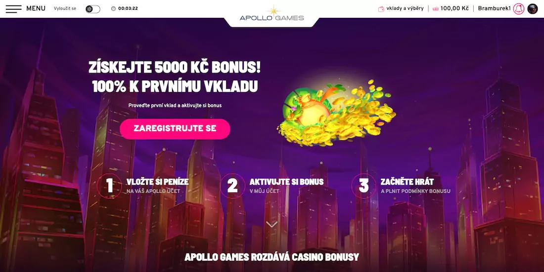 Vkladový bonus Apollo Games casina