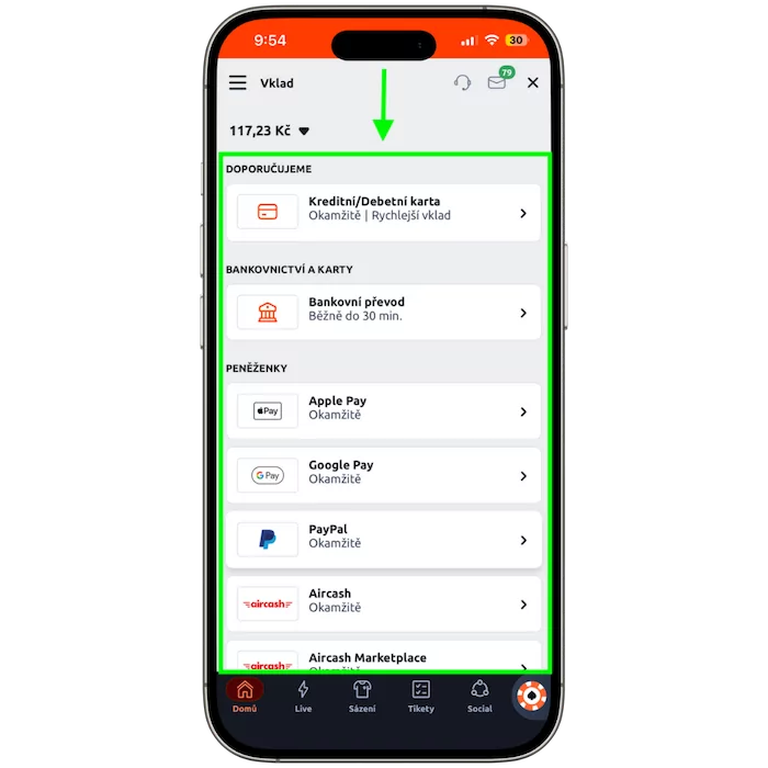 Vyberte Betano platební metodu