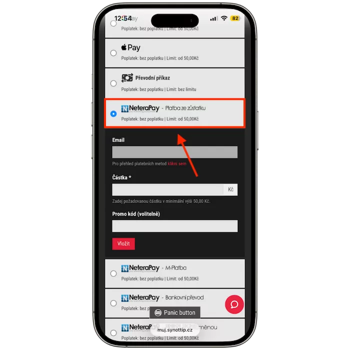 Nabídka platebních metod v pokladně online casina