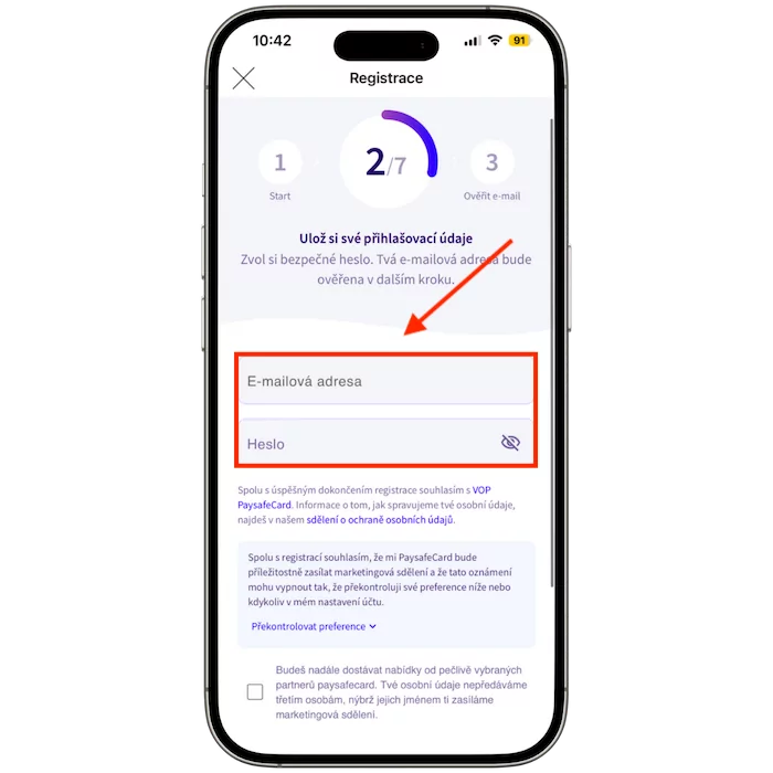 Zadejte email a heslo