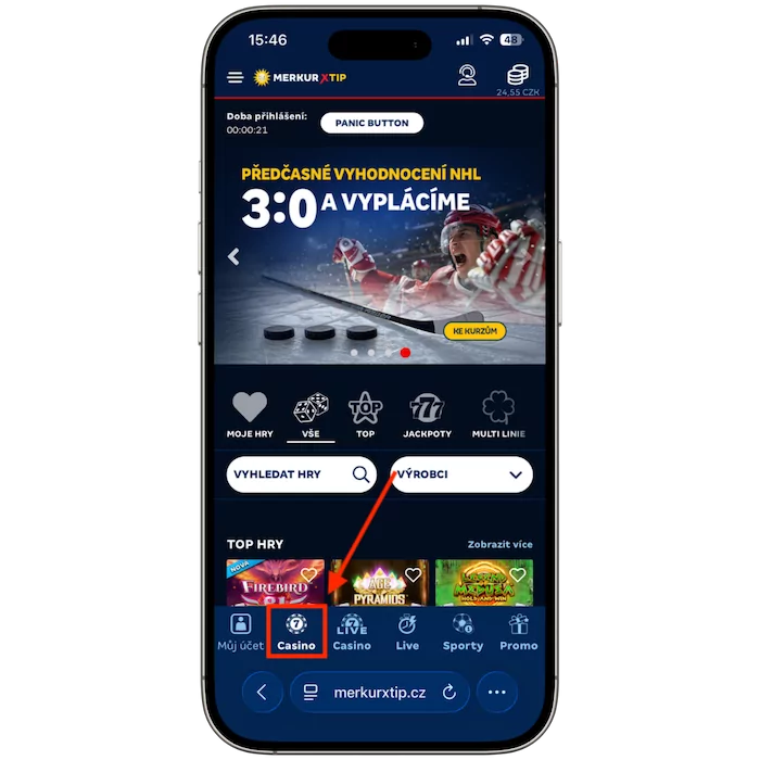 Záložka casino Merkurxtip