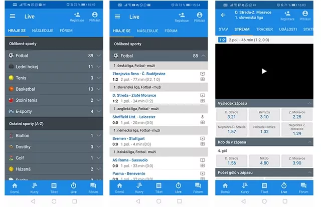 Tipsport aplikace zive prenosy a live sazky