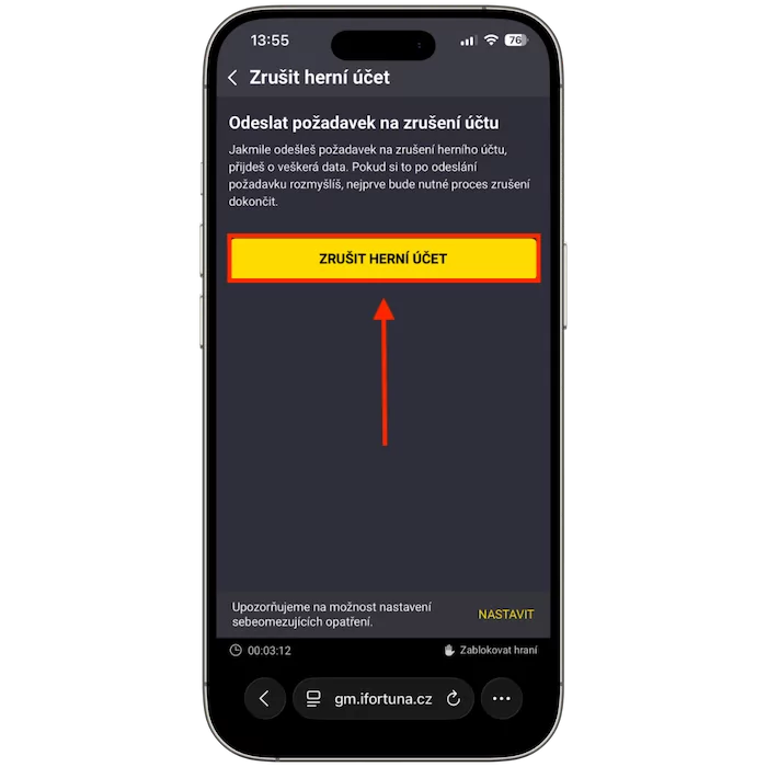 Zrušit herní účet Fortuna