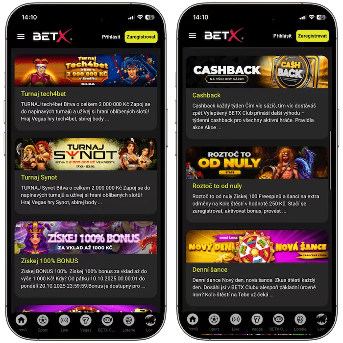 BetX bonusy v mobilu