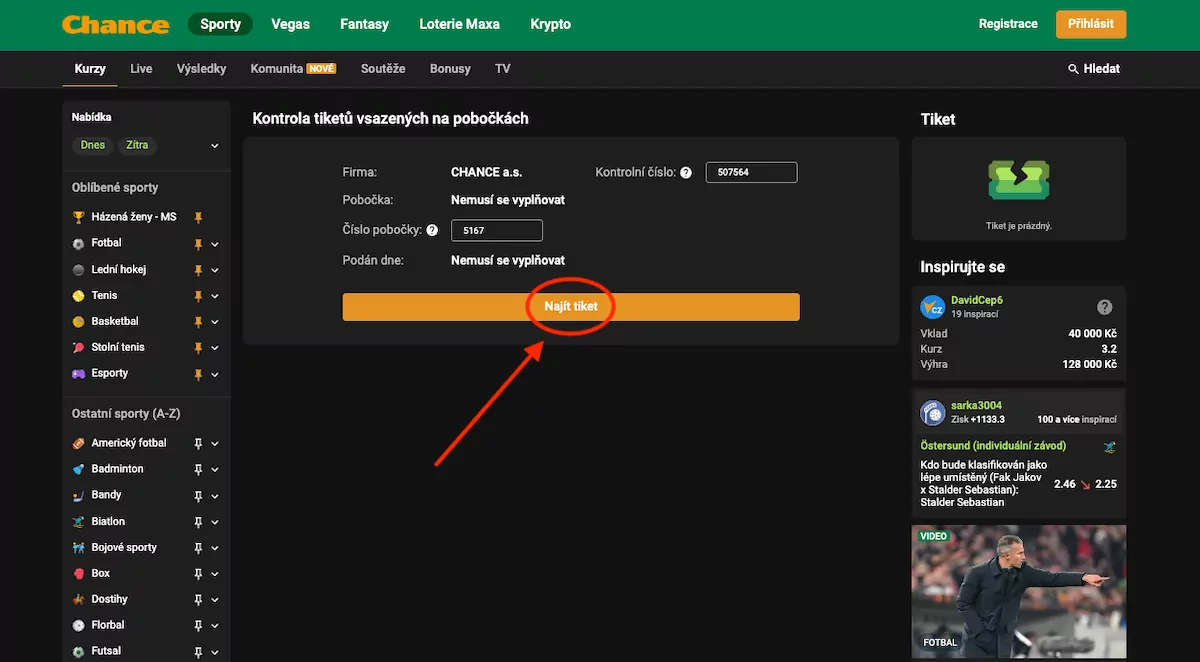 chance kontrola tiketu online 3