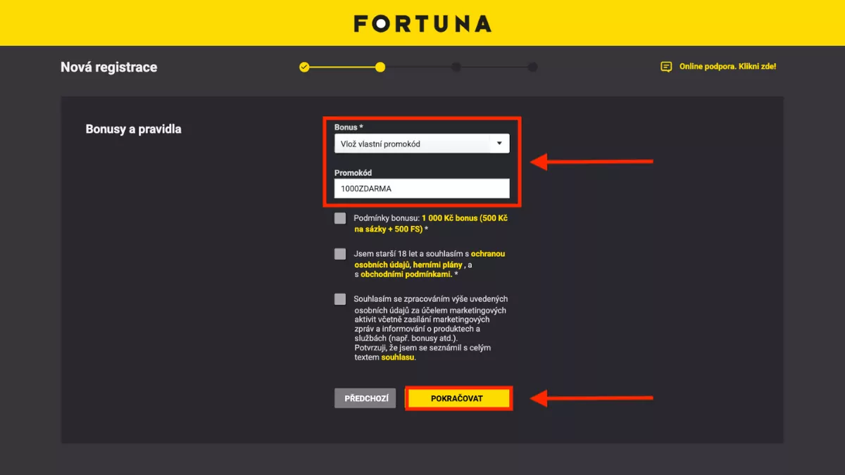 Fortuna promo kód