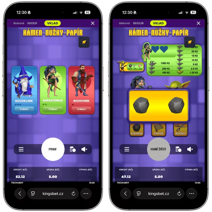 Instantní hra Kámen-Nůžky-Papír v online casinu Kingsbet