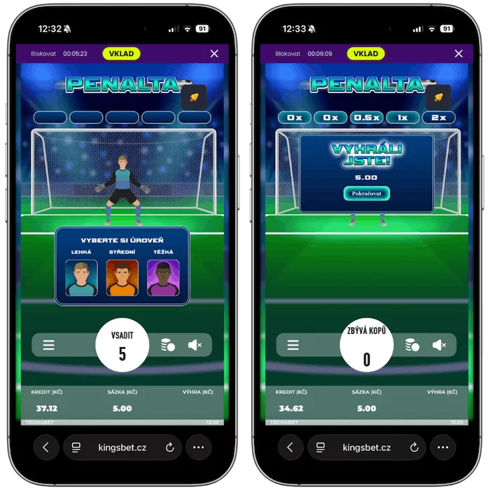 Instantní hra Penalta v online casinu Kingsbet