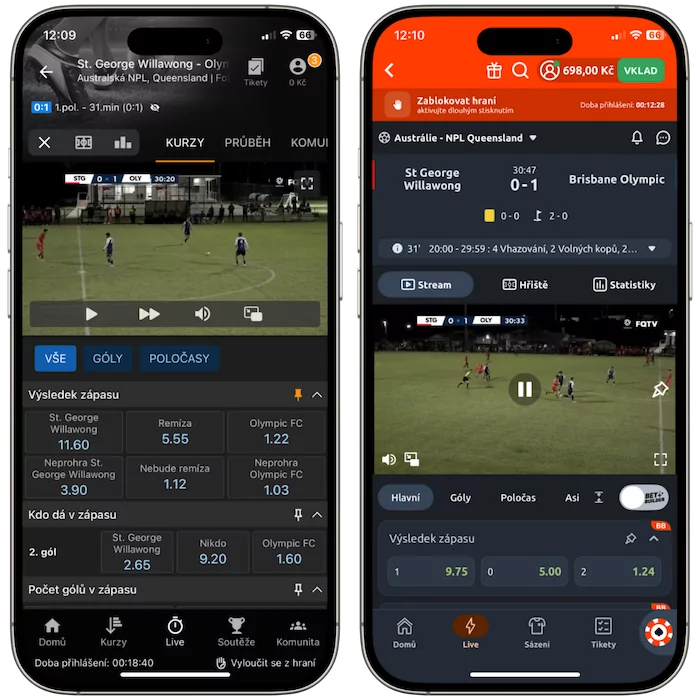 Live sázky Tipsport vs. Betano