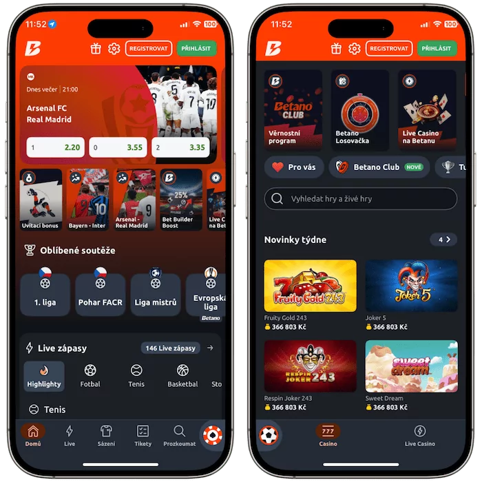 Mobilní aplikace Betano