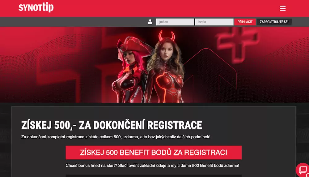 Synottip registrační bonus