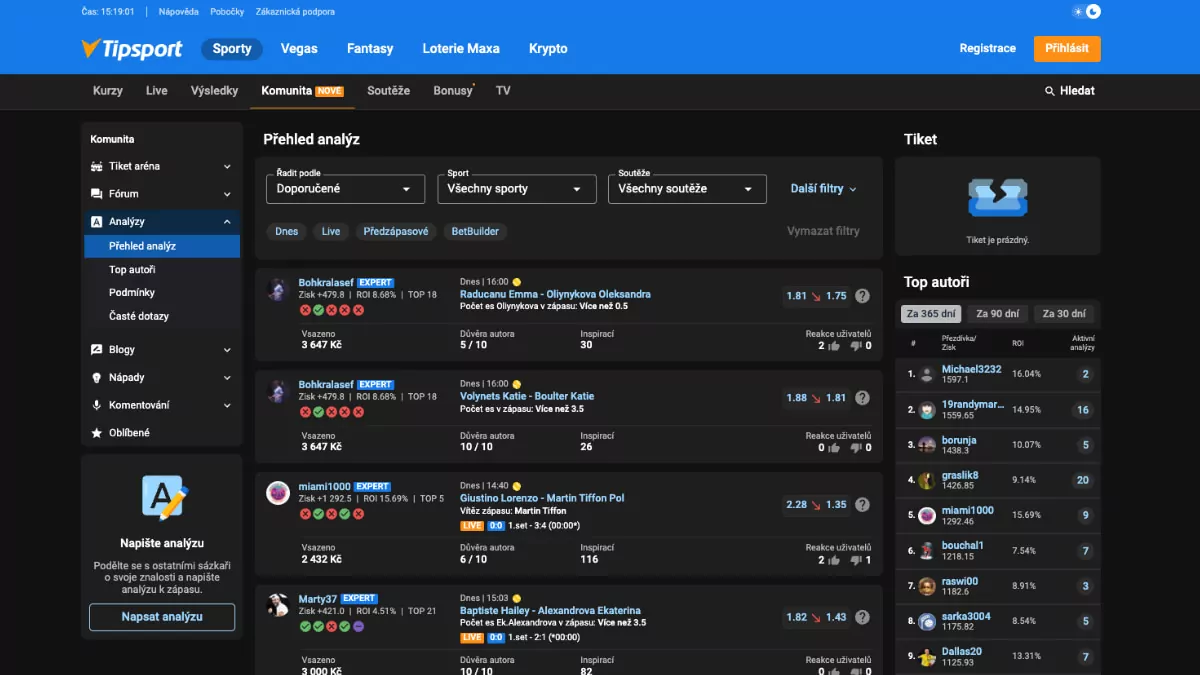 Tipsport analýzy