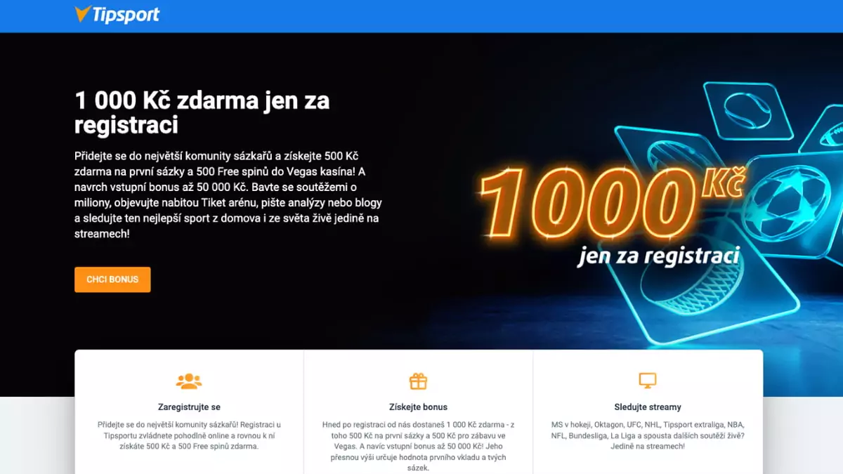 Tipsport registrační bonus