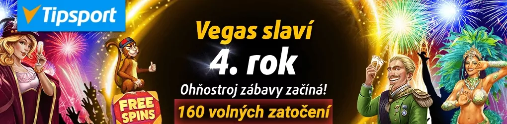 Tipsport Vegas 160 free spins zdarma